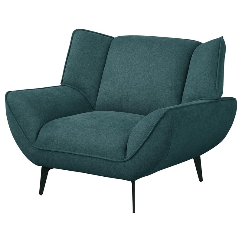 Pemberly Row Mid-Century Fabric Upholstered Wing Back Chair in Teal