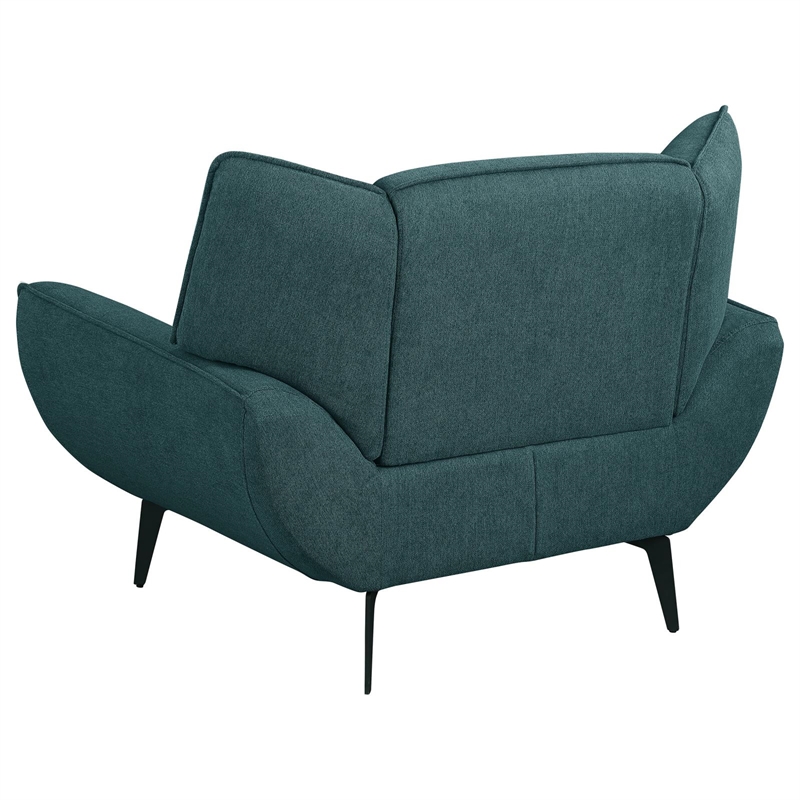 Pemberly Row Mid-Century Fabric Upholstered Wing Back Chair in Teal