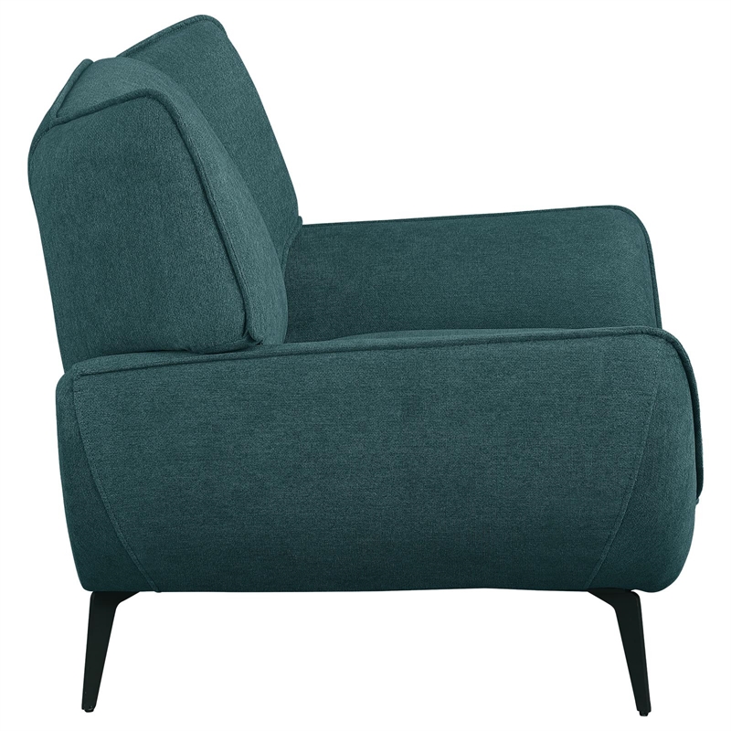Pemberly Row Mid-Century Fabric Upholstered Wing Back Chair in Teal