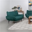 Pemberly Row Mid-Century Fabric Upholstered Wing Back Chair in Teal