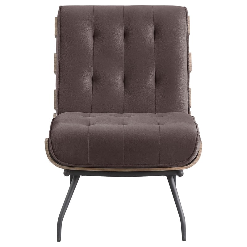 Pemberly Row Mid-Century Fabric Upholstered Accent Chair in Brown