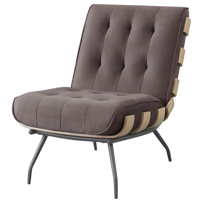 Pemberly Row Mid-Century Fabric Upholstered Accent Chair in Brown
