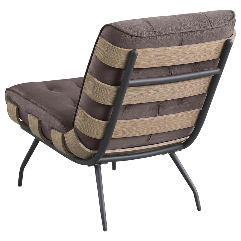 Pemberly Row Mid-Century Fabric Upholstered Accent Chair in Brown