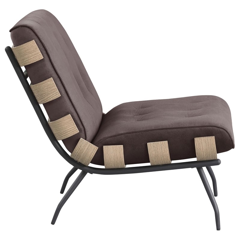 Pemberly Row Mid-Century Fabric Upholstered Accent Chair in Brown