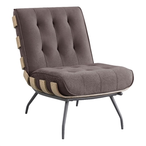 Pemberly Row Mid-Century Fabric Upholstered Accent Chair in Brown