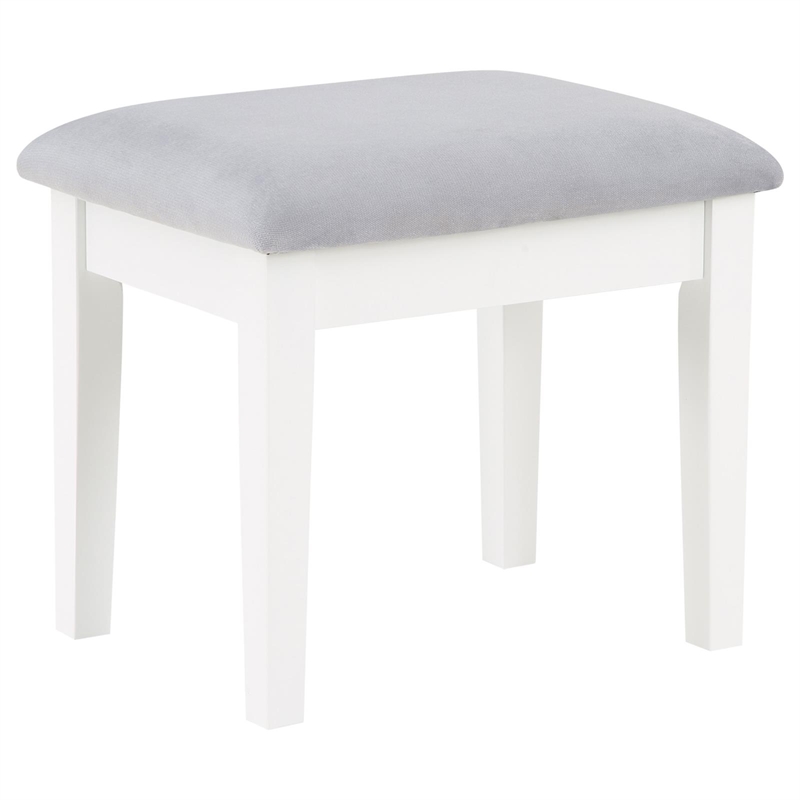 Pemberly Row Contemporary Wood White Vanity Set in White and Gray