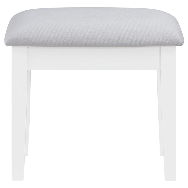 Pemberly Row Contemporary Wood White Vanity Set in White and Gray
