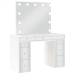 Pemberly Row Contemporary Wood White Vanity Set in White and Gray