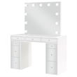Pemberly Row Contemporary Wood White Vanity Set in White and Gray