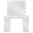 Pemberly Row Contemporary Wood White Vanity Set in White and Gray