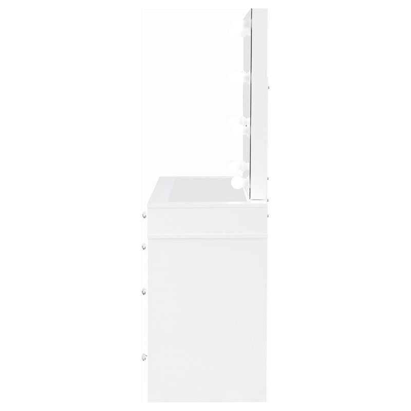 Pemberly Row Contemporary Wood White Vanity Set in White and Gray