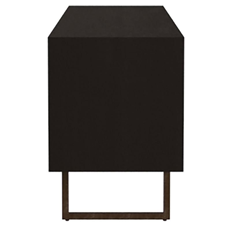 Pemberly Row 2-door Farmhouse Wood Rectangular TV Stand in Black