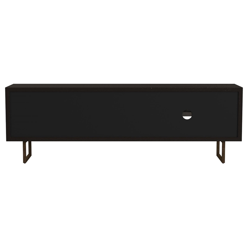 Pemberly Row 2-door Farmhouse Wood Rectangular TV Stand in Black