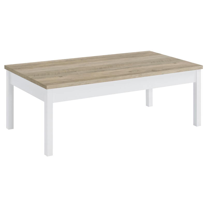 Pemberly Row 3-piece Coastal Wood Coffee Table Set Pine and White