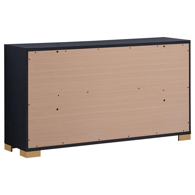 Pemberly Row Contemporary Wood Rectangular Dresser Black and Gold