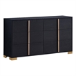 Pemberly Row Contemporary Wood Rectangular Dresser Black and Gold