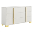 Pemberly Row Contemporary Wood Rectangular Dresser White and Gold