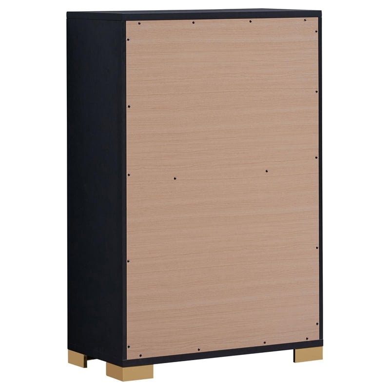 Pemberly Row Contemporary Wood Rectangular Chest in Black and Gold