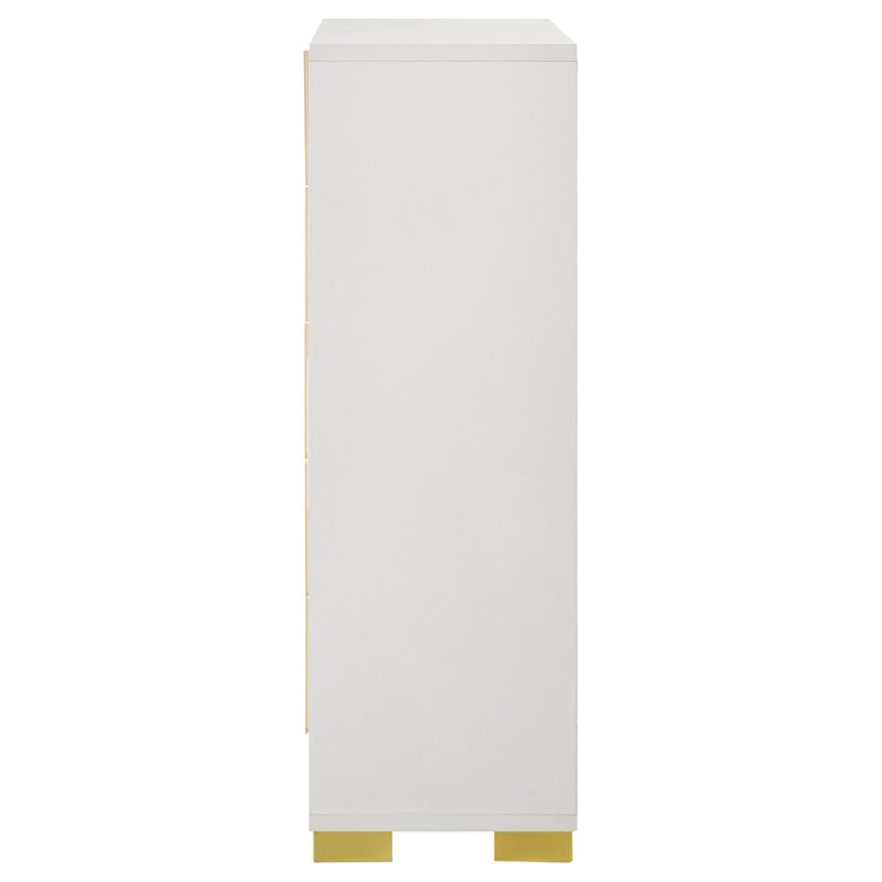 Pemberly Row Contemporary Wood Rectangular Chest in White and Gold