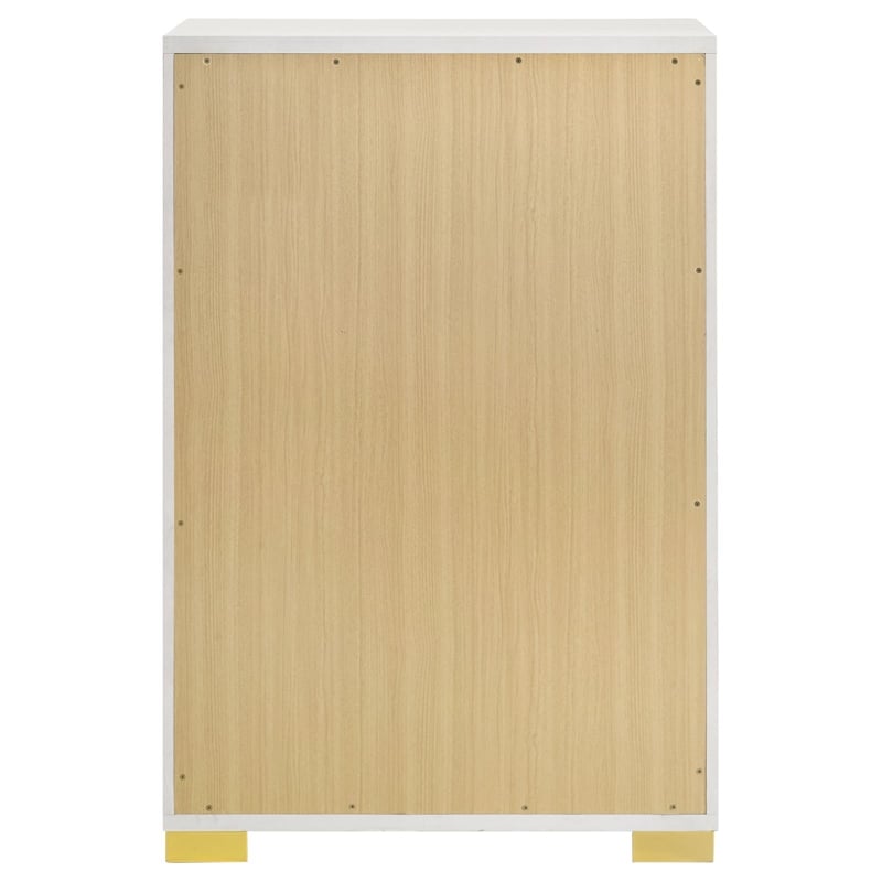 Pemberly Row Contemporary Wood Rectangular Chest in White and Gold