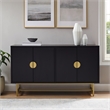 Pemberly Row Mid-Century Wood/Steel Sideboard in Matte Black/Gold