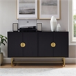 Pemberly Row Mid-Century Wood/Steel Sideboard in Matte Black/Gold