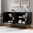 Pemberly Row Mid-Century Wood/Steel Sideboard in Matte Black/Gold