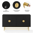 Pemberly Row Mid-Century Wood/Steel Sideboard in Matte Black/Gold