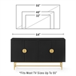 Pemberly Row Mid-Century Wood/Steel Sideboard in Matte Black/Gold