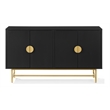 Pemberly Row Mid-Century Wood/Steel Sideboard in Matte Black/Gold