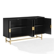 Pemberly Row Mid-Century Wood/Steel Sideboard in Matte Black/Gold