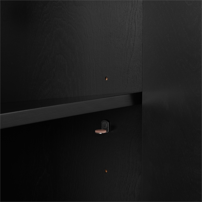Pemberly Row Mid-Century Wood/Steel Sideboard in Matte Black/Gold
