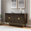 Pemberly Row Mid-Century Wood/Steel Sideboard in Dark Brown/Gold