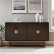Pemberly Row Mid-Century Wood/Steel Sideboard in Dark Brown/Gold