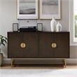 Pemberly Row Mid-Century Wood/Steel Sideboard in Dark Brown/Gold