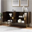 Pemberly Row Mid-Century Wood/Steel Sideboard in Dark Brown/Gold