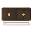 Pemberly Row Mid-Century Wood/Steel Sideboard in Dark Brown/Gold