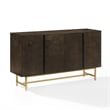Pemberly Row Mid-Century Wood/Steel Sideboard in Dark Brown/Gold