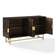 Pemberly Row Mid-Century Wood/Steel Sideboard in Dark Brown/Gold