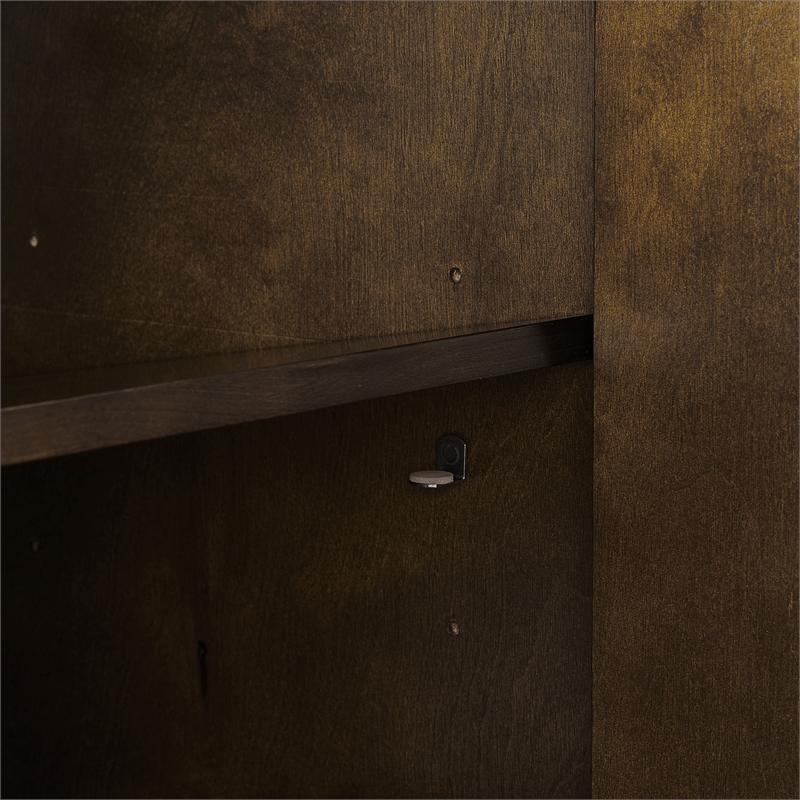 Pemberly Row Mid-Century Wood/Steel Sideboard in Dark Brown/Gold