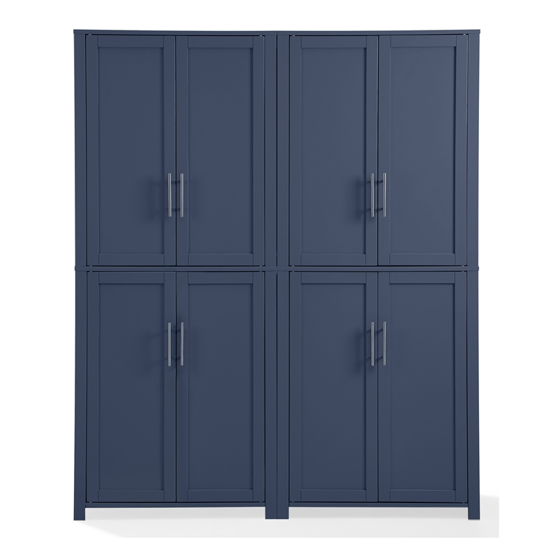 Pemberly Row 2PC Traditional Wood Kitchen Storage Pantry in Navy