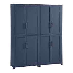 Pemberly Row 2PC Traditional Wood Kitchen Storage Pantry in Navy