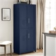 Pemberly Row Traditional Wood Kitchen Storage Pantry in Navy