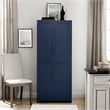 Pemberly Row Traditional Wood Kitchen Storage Pantry in Navy
