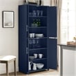 Pemberly Row Traditional Wood Kitchen Storage Pantry in Navy