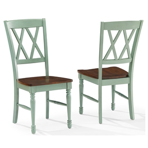 Pemberly Row 18&quot Traditional Wood Dining Chair in Teal (Set of 2)