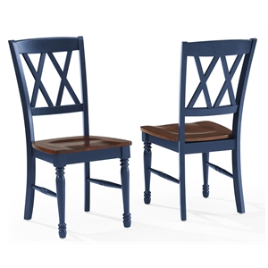 Pemberly Row 18&quot Traditional Wood Dining Chair in Navy (Set of 2)