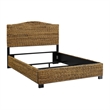 Pemberly Row Coastal Wood/Rattan King Size Platform Bed in Brown