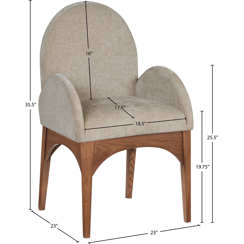 Pemberly Row Modern / Contemporary Beige Fabric Dining Arm Chair
