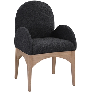 Pemberly Row Contemporary Black Boucle Fabric Dining Arm Chair